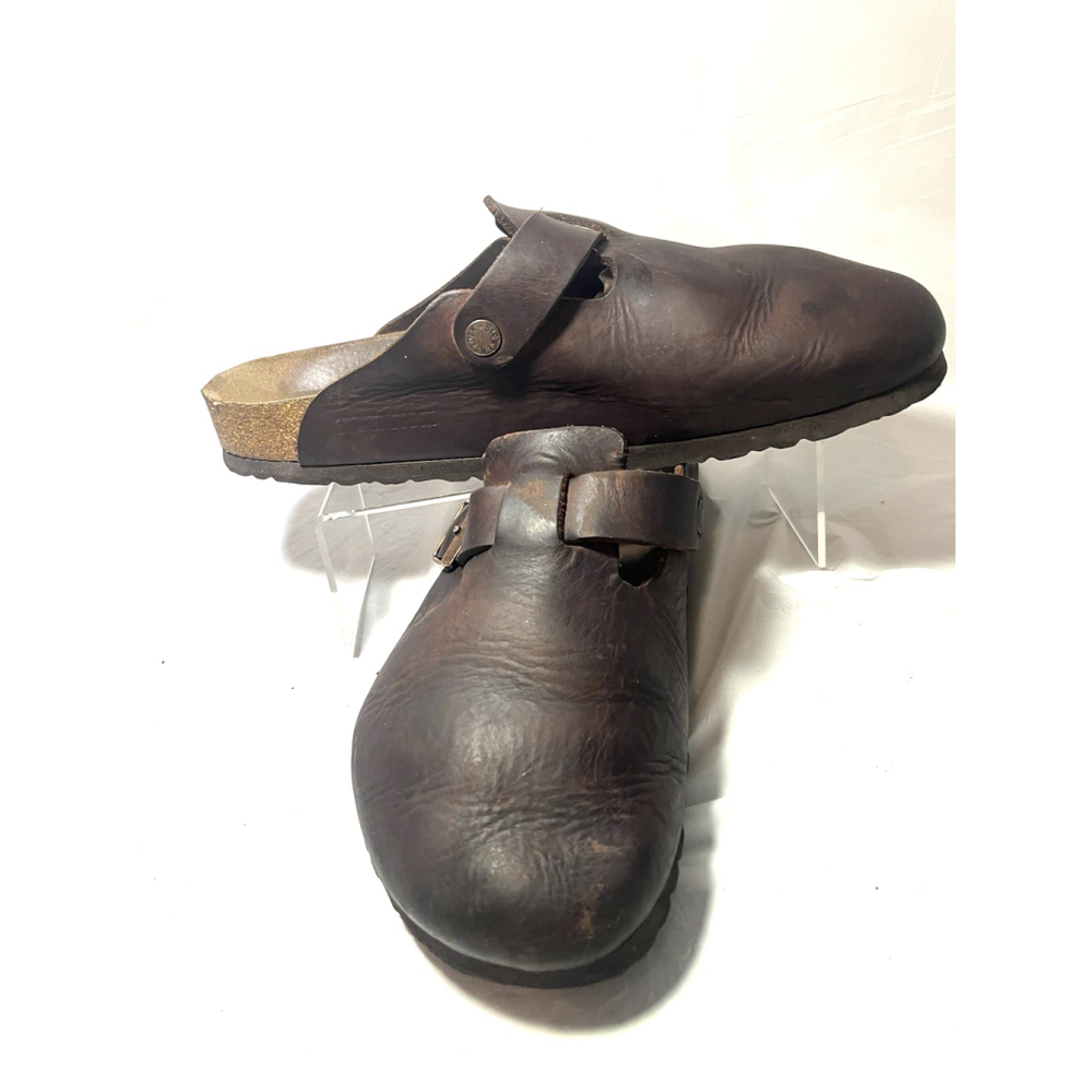 Birkenstock Brown Leather Slip-On Clogs